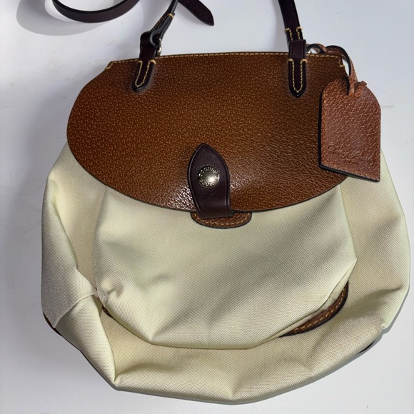 Vintage Dooney and Bourke Leather and Nylon Crossbody Bag offwhite/brown NWOT - Picture 2 of 6